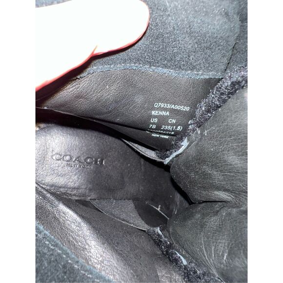 Coach Winter Wegde Black Suede Lace Up Bootie 7 KENNA - Picture 7 of 10